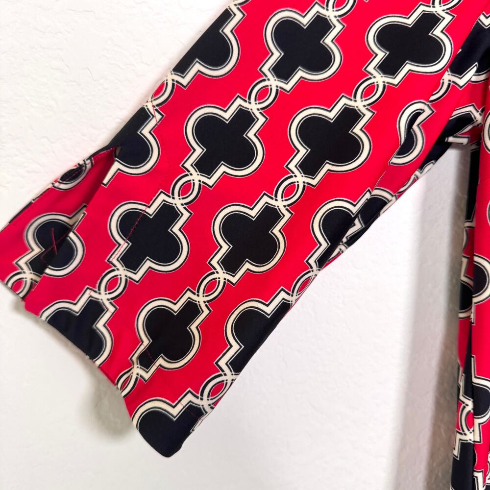 Jude Connally Womens Pullover Geometric Print Dress Size XL Stretch Classic Red - Picture 4 of 5